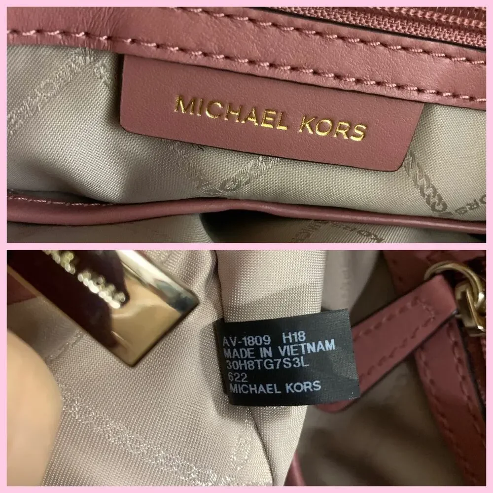 MICHAEL KORS Soft Pink Large Leather GRAMERCY Padlock Satchel